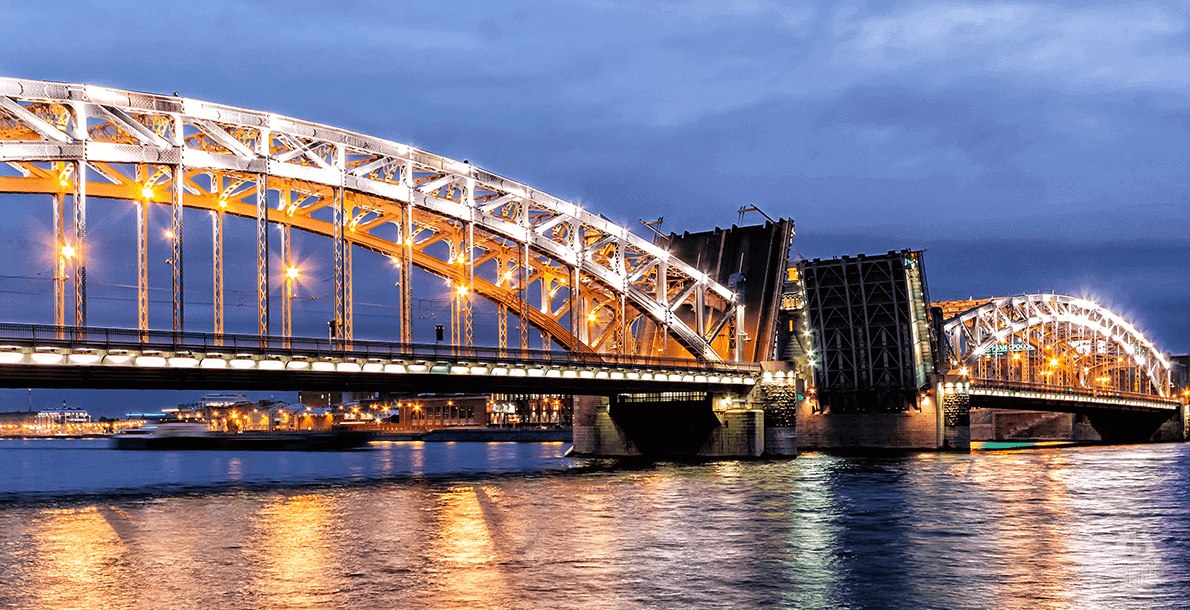 Мост большеохтинский фото разводка
